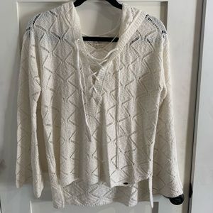 O’Neill sheer, lace up sweater
